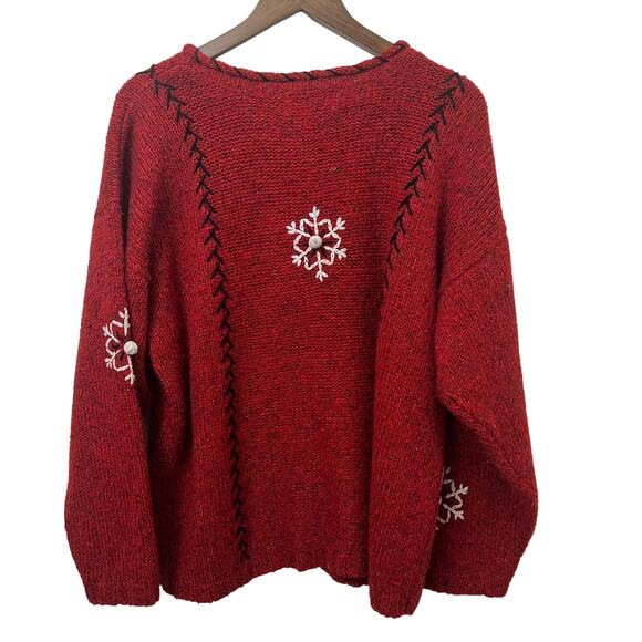 Vintage 90s  Womens Christmas Sweater Large Oversized Knit Snowman Cozy - Picture 5 of 8